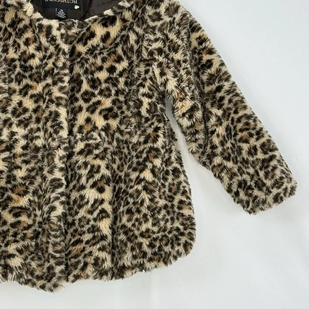 Rothschild Girl’s Leopard Print Faux Fur Jacket Coat, Size M 5/6